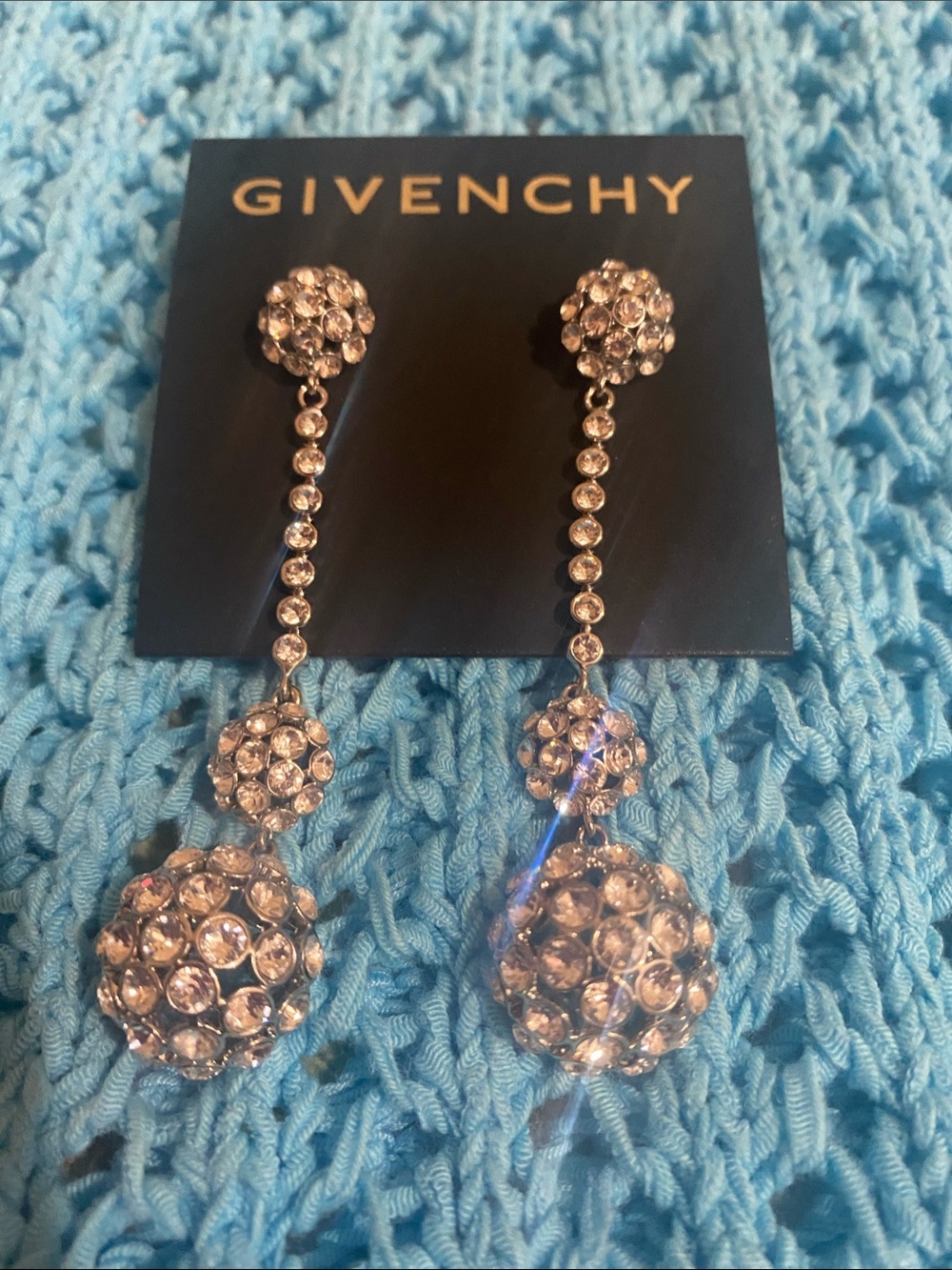 Givenchy Silver-Tone Crystal Linear Drop Earrings
